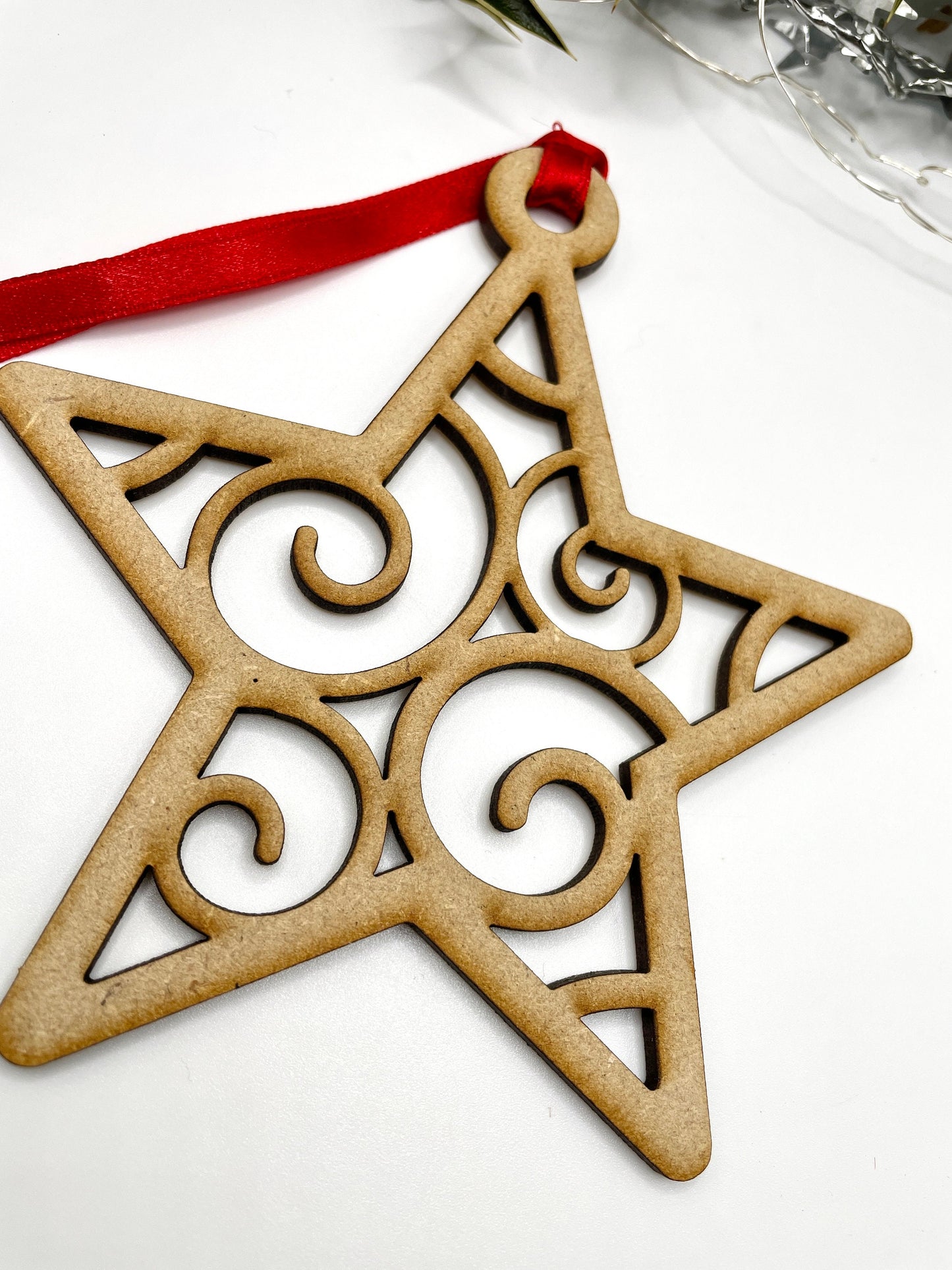 Ornate Pack of 5 Christmas Star Hanging Tree Ornament