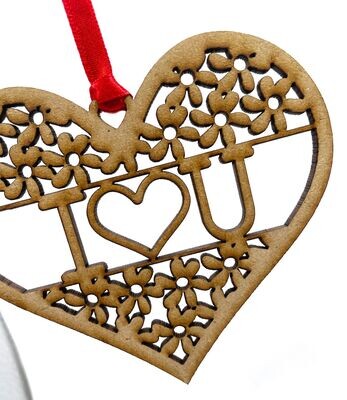 Valentine Heart Hanging Ornament/Decoration - I Love You - Unique Keepsake Gift