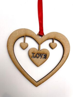 Valentine Heart Hanging Ornament/Decoration - Hanging Hearts - Unique Keepsake Gift