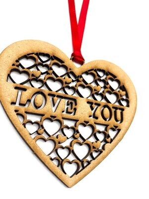 Valentine Heart Hanging Ornament/Decoration - Ornate Love You - Unique Keepsake Gift