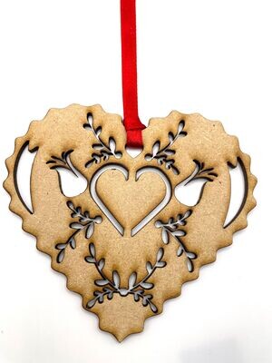 Valentine Heart Hanging Ornament/Decoration - Folksy Heart - Unique Keepsake Gift